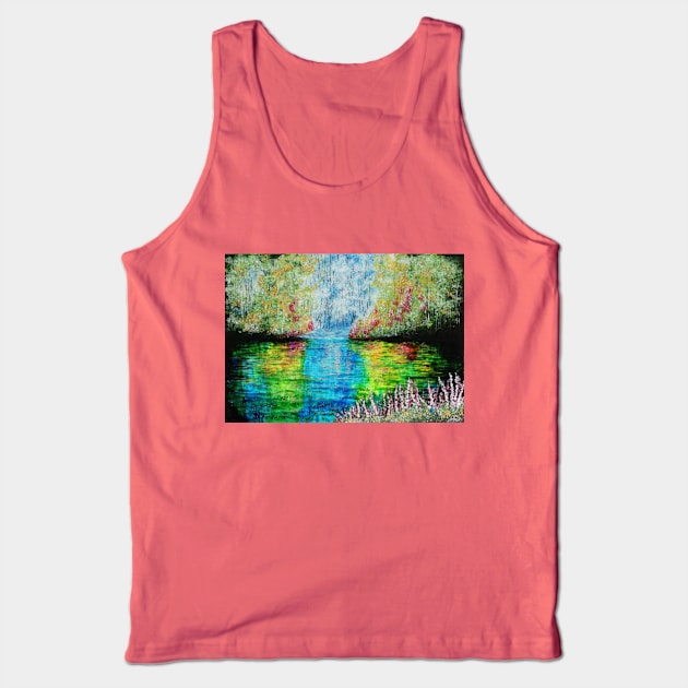 Stained Glass The Enchanted Lake Tank Top by MandalaSoul
